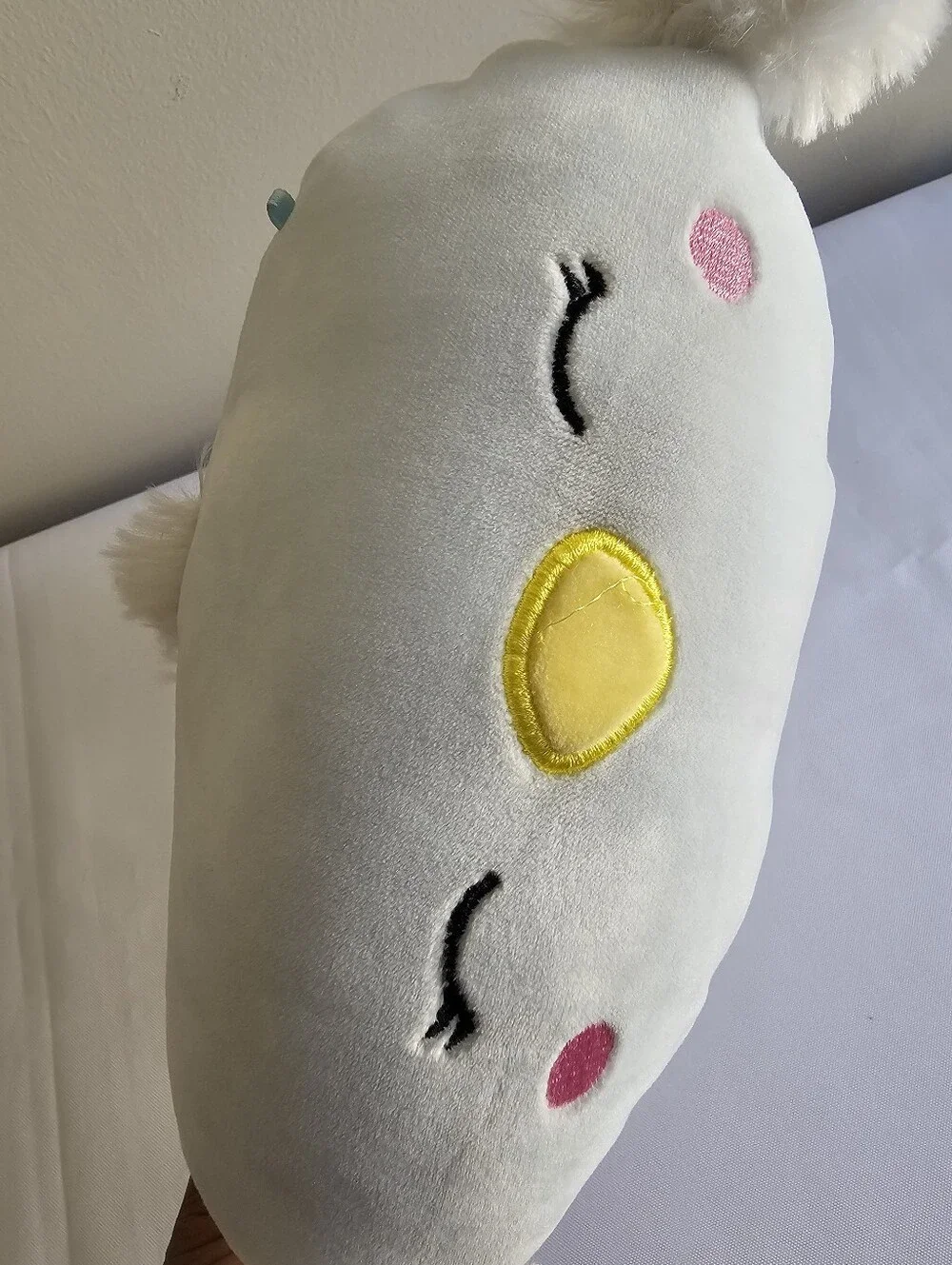 Squishmallows Light Gray Cat Plush Pillow with Pom Pom Ears